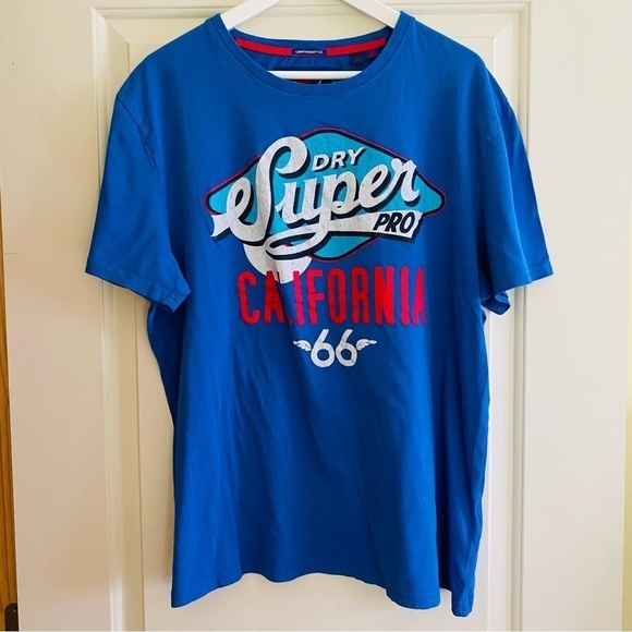 Superdry short sleeve California 66 t-shirt in blue size LARGE - Picture 1 of 7